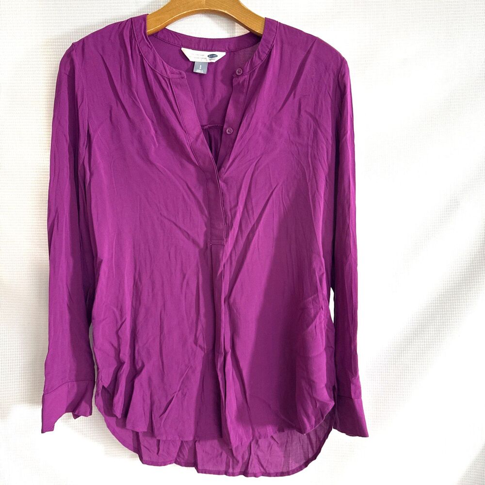 Old Navy The Tunic Shirt Button Down Long Sleeve Fuscia - S